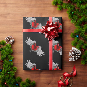 Papier Cadeau Goth Heart avec Ange Wings