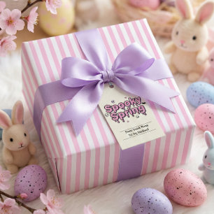 Papier Cadeau Goth Pastel Pâques Rose Rayé Alternative