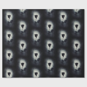 Papier Cadeau Goth Rose noir goutte de sang Motif Macabre