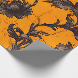Papier Cadeau Gothic Orange Blossom Floral Wrapping Paper