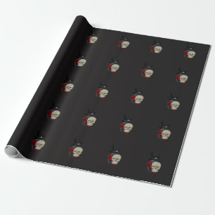Papier Cadeau Gothic Skull With Rose and Raven