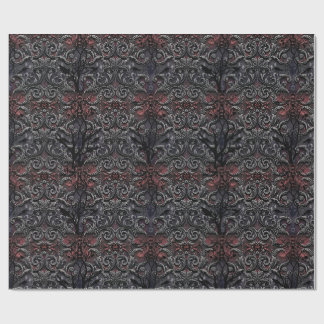Papier Cadeau Gothique Baroque Damassé Argent
