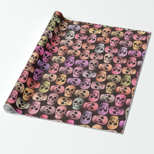 Papier Cadeau Gothique Crâne Pop Art Pink Green Design coloré