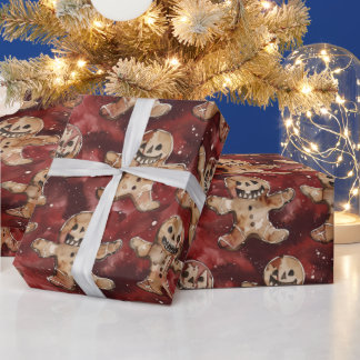 Papier Cadeau Gothique Éffrayant pain d'épices de Noël