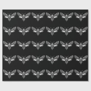 Papier Cadeau Gothique Moth Mariage crâne - Dark Elegant