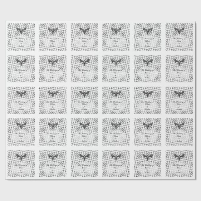 Papier Cadeau Gothique Moth Mariage crâne - Dark Elegant (Plat)