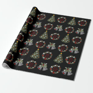 Papier Cadeau Gothique Personnalisé Crânes de Noël Arbres Wreath