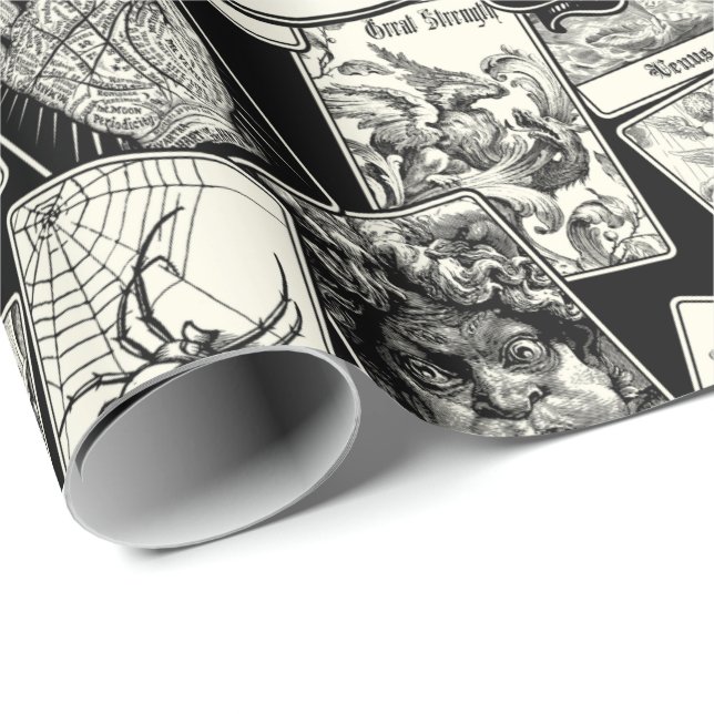 Papier Cadeau Gothique Witchcraft Cartes de Tarot Victorian Goth (Coin rond)