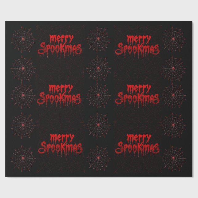 Papier Cadeau Gothmas Bold Red Script on Black Goth Christmas (Plat)