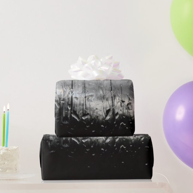 Papier Cadeau gouttes d'eau noir et blanc cool (Cadeaux de fête)