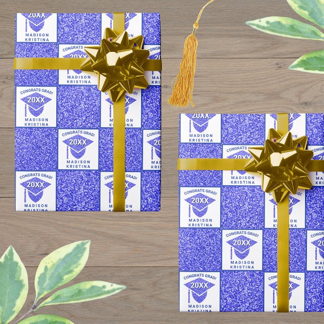 Papier Cadeau Grad Glam Casquette de la Marine Célébration Grad (Créateur téléchargé)