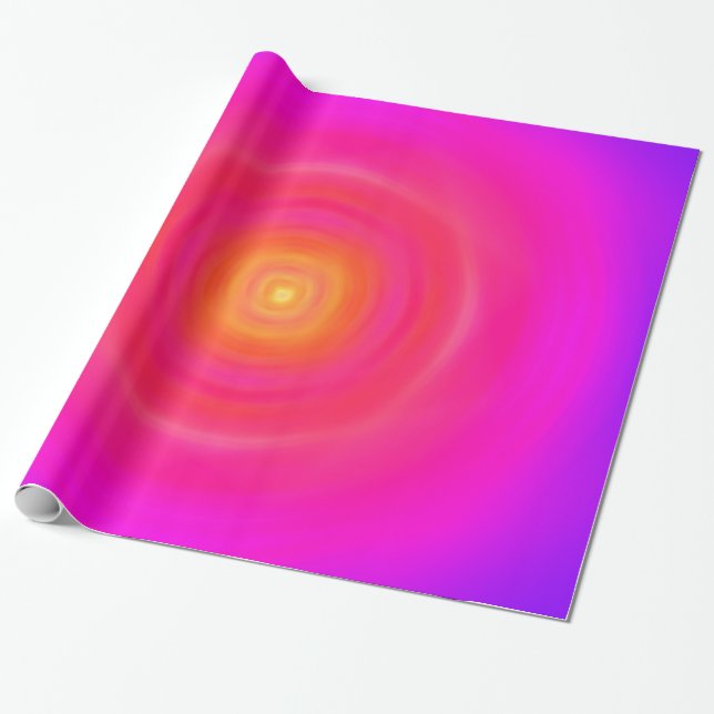 Papier Cadeau Gradient d'années '60 - jaune orange pourpre bleu (Déroulé)