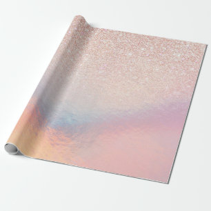Papier Cadeau Gradient holographique de Rose Gold Glitter Irides