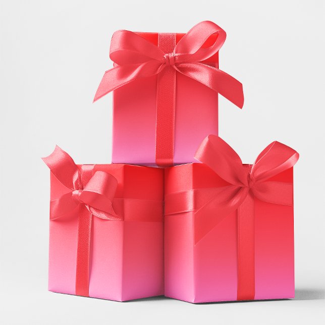 Papier Cadeau Gradient rose et rouge Valentine (Pink and Red Valentine Gradient Wrapping Paper)