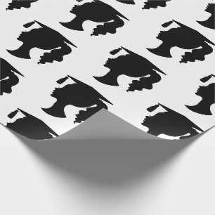 Papier Cadeau Graduation Black White Girl Silhouette 