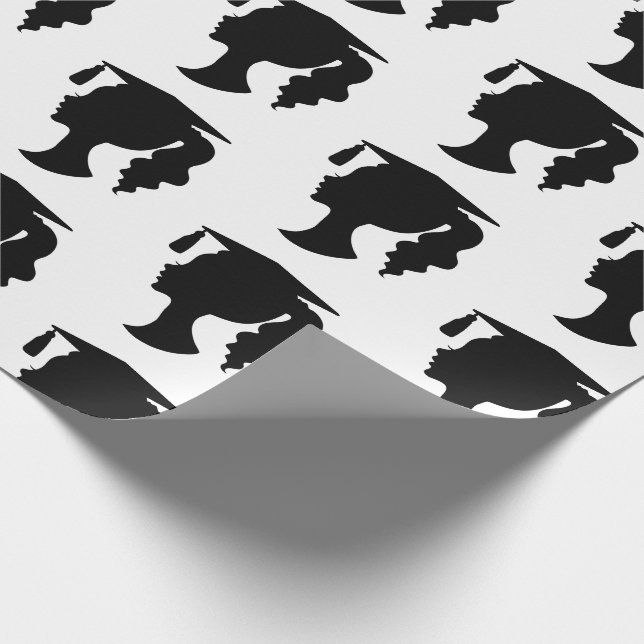 Papier Cadeau Graduation Black White Girl Silhouette  (Coin)