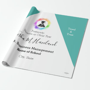 Papier Cadeau Graduation Cadeau envelopper Aqua et HAMbyWG blanc