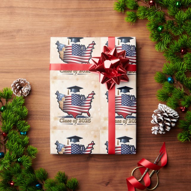 Papier Cadeau "Graduation Flag Design 2025" (Cadeau de vacances)