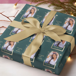 Papier Cadeau Graduation Green Gold Sun Moon Stars Grad Photo