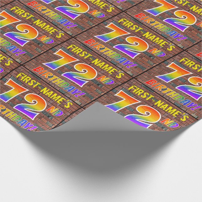Papier Cadeau Graffiti arc-en-ciel Look 72E ANNIVERSAIRE! & Nom  (Coin)