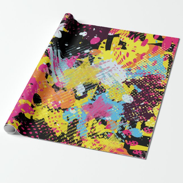 Papier Cadeau Graffiti bright psychedelic seamless pattern (Déroulé)