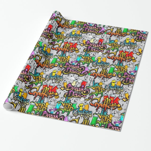 Papier Cadeau Graffiti Dance Hip hop Motif (Déroulé)