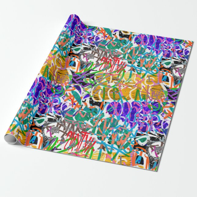 Papier Cadeau Graffiti d'art urbain papier Motif d'enveloppement (Déroulé)