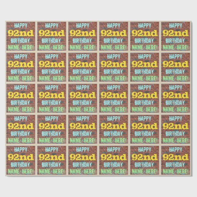 Papier Cadeau Graffiti de mur de briques inspiré du 92e annivers (Plat)