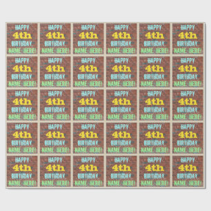 Papier Cadeau Graffiti muraux de briques inspirés 4ème anniversa