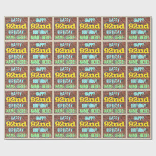 Papier Cadeau Graffiti muraux en briques inspiré 92e anniversair