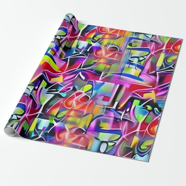 Papier Cadeau Graffiti Neon (Déroulé)