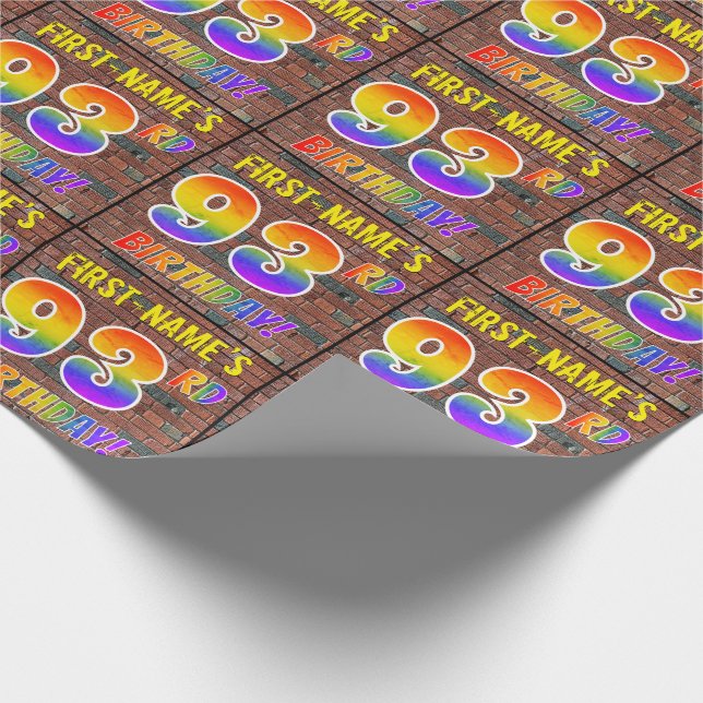 Papier Cadeau Graffiti Rainbow Look 93E ANNIVERSAIRE! & Nom pers (Coin)