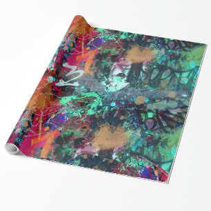 Papier Cadeau Graffiti Wall et Spray Paint Splatter