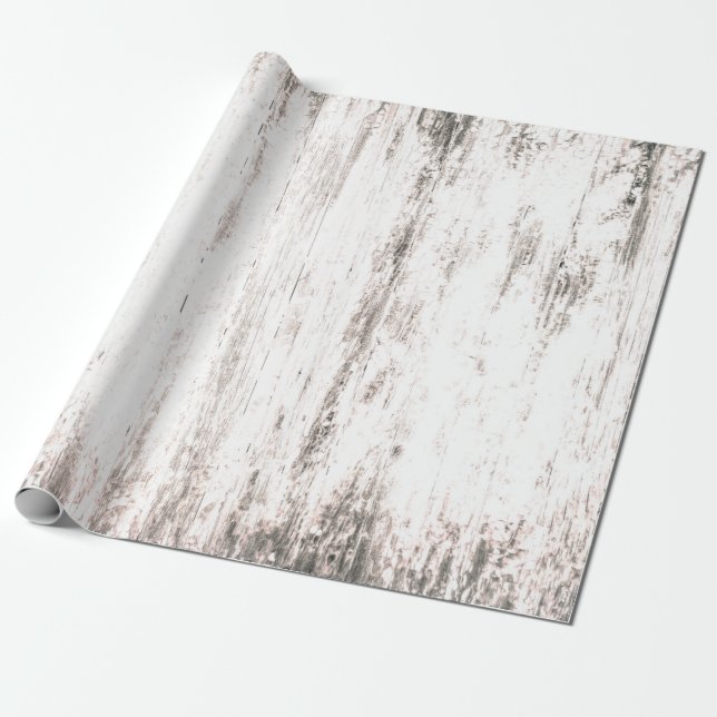 Papier Cadeau Grain de bois Blanc rustique Pays Texture Découpag (Déroulé)