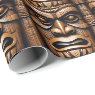 Papier Cadeau Grain de bois Nouvelle-Zélande Tiki,