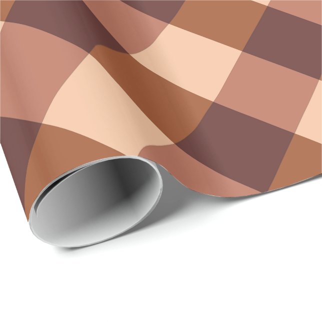 Papier Cadeau Grand Buffalo Check, cacao brun et rose boule (Coin rond)