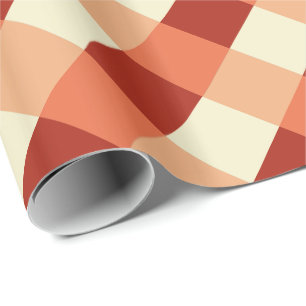 Papier Cadeau Grand Buffalo Check, rouille, terre cuite et crème