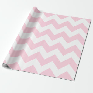 Papier Cadeau Grand Chevron rose clair et blanc