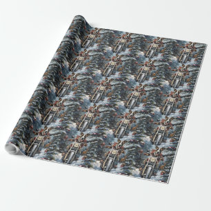 Papier Cadeau Grand Danois à moto Noël