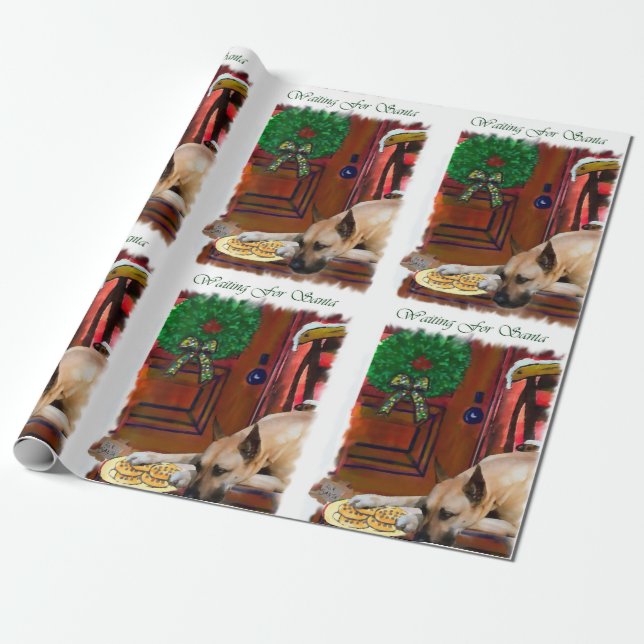 Papier Cadeau Grand Danois en attente de Noël (Déroulé)
