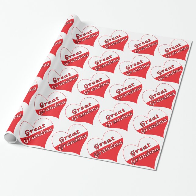 Papier Cadeau Grand grand-mère Coeur polonais (Déroulé)