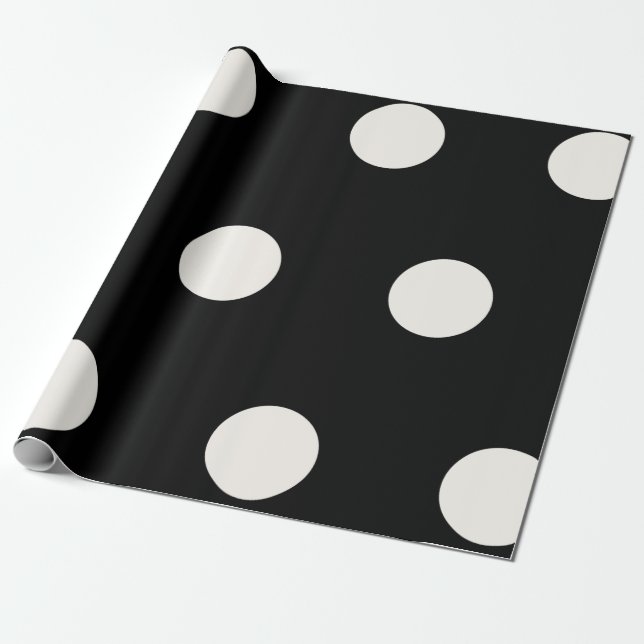 Papier Cadeau Grand Gras Pois d'ivoire Motif sur le Mariage noir (Déroulé)