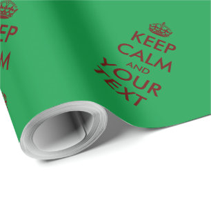Papier Cadeau Grand matte vert rouge coutume Garder le calme Noë