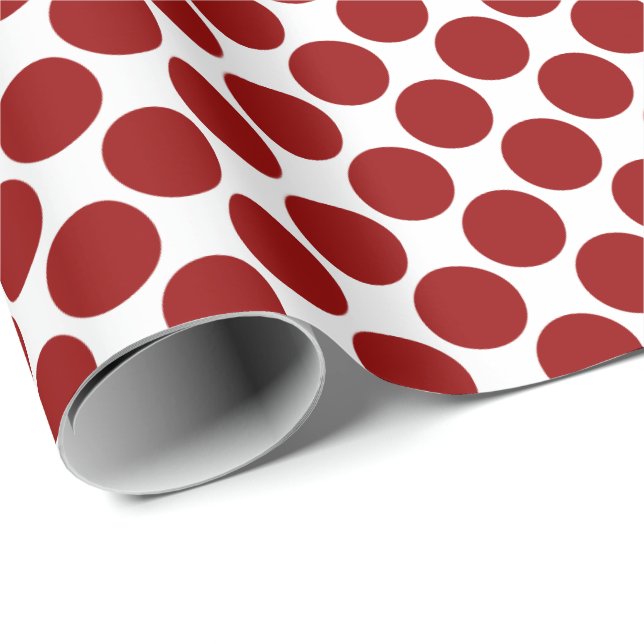 Papier Cadeau Grand motif de points Polka Rouge (Coin rond)
