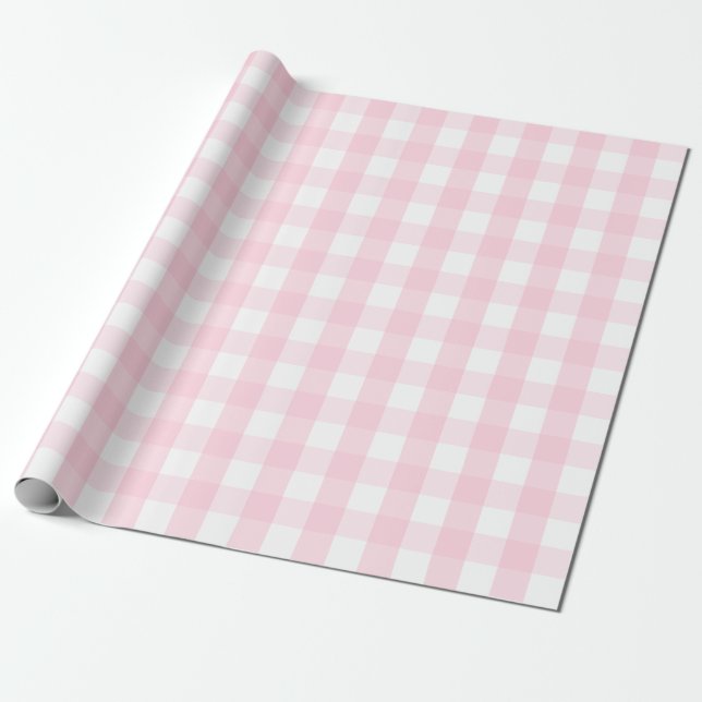 Papier Cadeau Grand papier d'emballage de guingan rose-clair et (Déroulé)