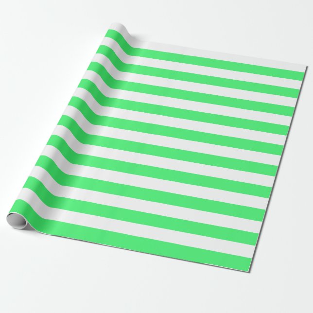 Papier Cadeau Grand papier d'emballage de rayures vert clair et (Déroulé)