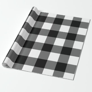 Papier Cadeau Grand papier d'emballage en vichy noir et blanc