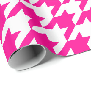 Papier Cadeau Grand pied-de-poule de roses indien et de blanc