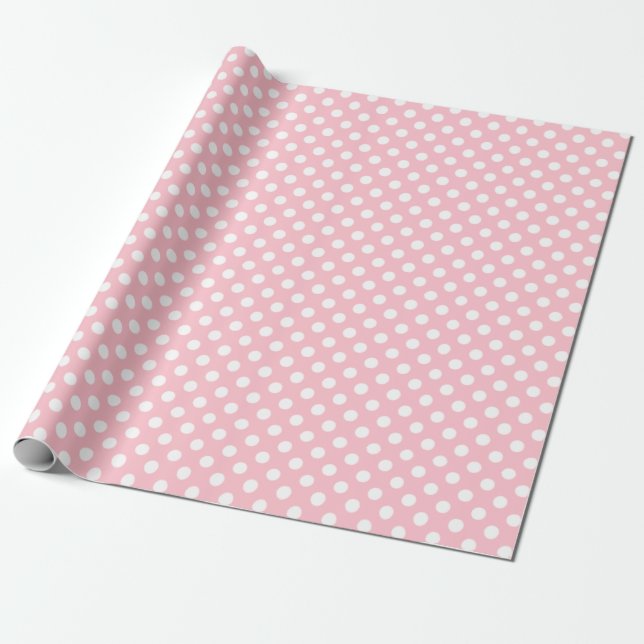 Papier Cadeau Grand pois blanc rose-clair (Déroulé)