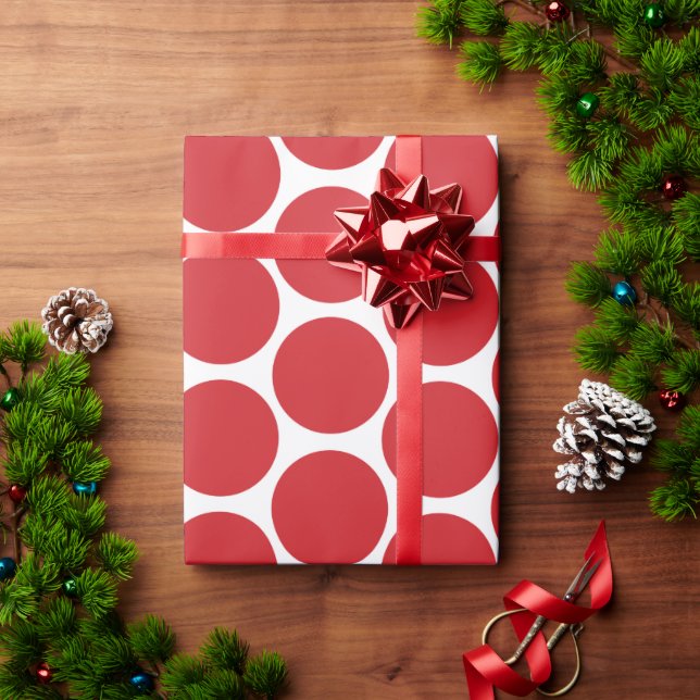 Papier Cadeau Grand Pois de la moeur rouge et blanc (Cadeau de vacances)
